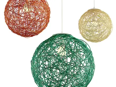 Aliexpress Hemp ball hanging lamp set 3D model