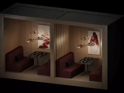 Dining set room in space 3D model