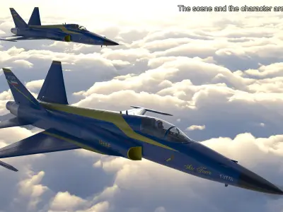  HESA Saeqeh Iranian Aircraft without Rockets Blue Rigged for Maya 