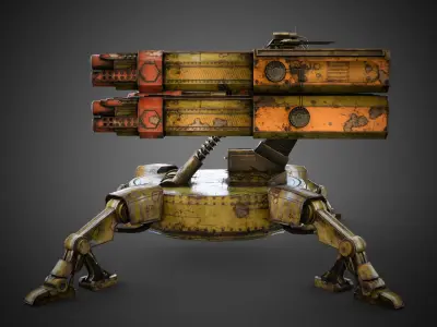 Sci-fi Spider Auto-Turret  Low-poly 3D model