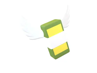 Cartoon Money With Wing V1 003 Low-poly 3D model