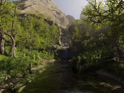 Small Waterfall Scene 3D model