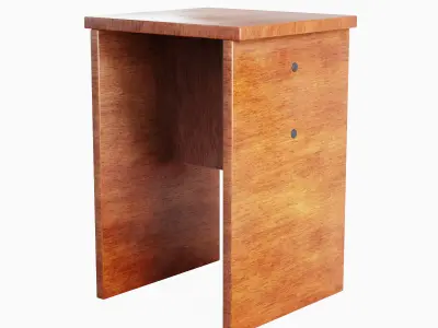 Wooden Stool 05 Low-poly 3D model