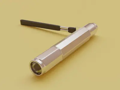 Flashlight with cord Low-poly 3D model