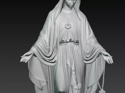 Sacred Heart Blessed Virgin Mary Highly Detailed 3D Sculpture 3D print model