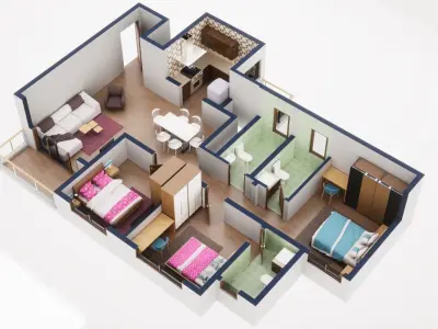 3D Floor Plan Model 55 3D model