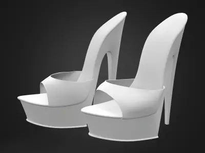 High Heel Mules Low-poly 3D model