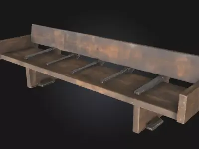 Wooden Bench  Timeless Rustic Seating 3D model