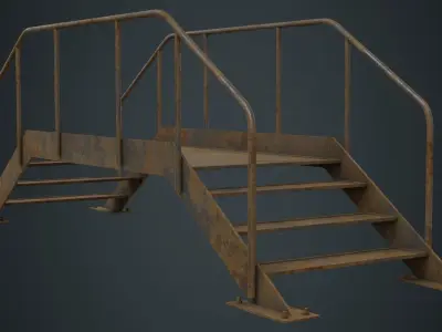 Stair 2D Low-poly 3D model