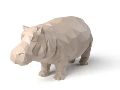 Hippo Low Poligonal Low-poly 3D model