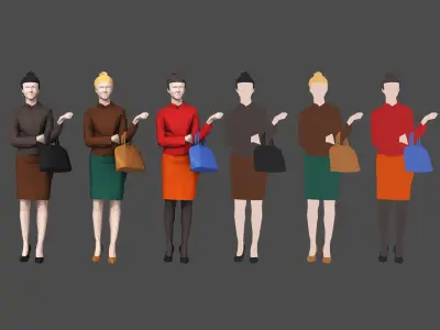 Colored Lowpoly People Low-poly 3D model