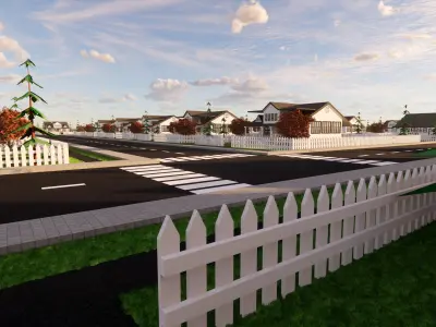 3D Neighborhood Model 2 residential area with houses and trees 3D model