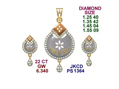 light weight pendant earring set in 22kt  3D print model