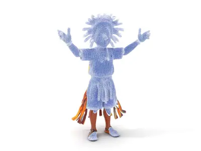 Colorful Tribal Child Character Rigged and Animated Model Low-poly 3D model