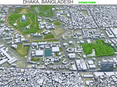 Dhaka Downtown Bangladesh Low-poly 3D model