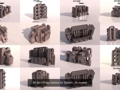 20 Sci-fi Props factory for 3Dprint 3D Model Pack