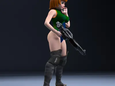 sci-fi girl soldier 3D print model