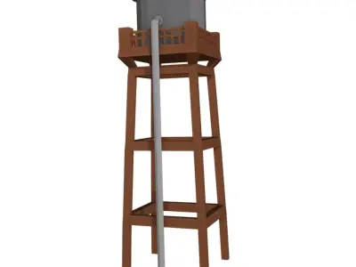 Water Tower - Farm Silo Low-poly 3D model