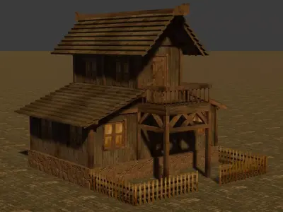 Medieval house ten 17 Low-poly 3D model