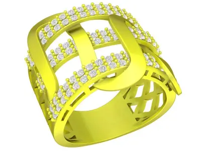 Luxury Geometric Pav Statement Ring for Fine Jewelry Design 5730 3D print model