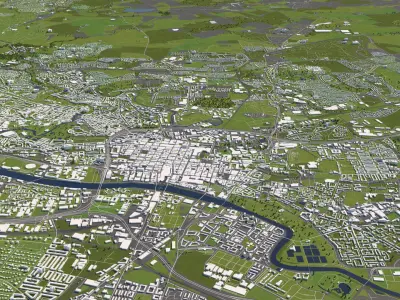 Glasgow 50x50km 3D City Map 3D model