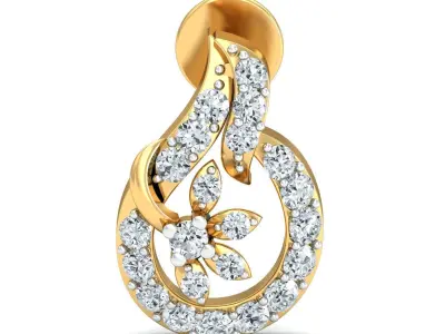 Yellow gold diamond earring-P2 E-6 3D print model
