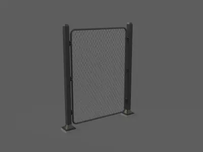Fence metal post with chain link Low-poly 3D model