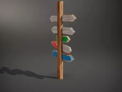 Colorful Wooden Signpost model pack Low-poly 3D model