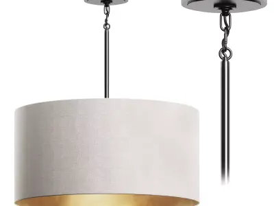 RESTORATION HARDWARE CICERO ROUND SHADE PENDANT White Linen 3D model