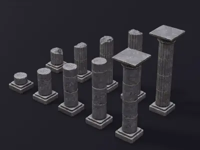 Modular Columns Low-poly 3D model