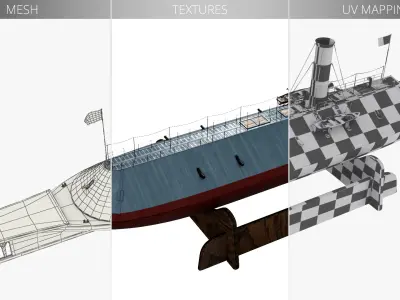  Confederate Navy Ship CSS Virginia on Stand 