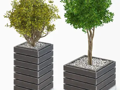 Flowerbox Wood Concrete Vol1 3D model