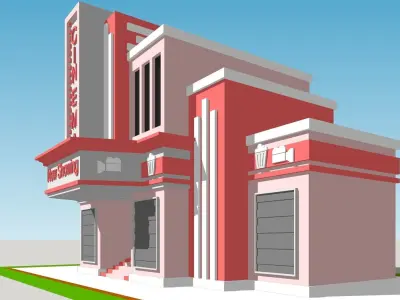 Cinema - Building Low-poly 3D model