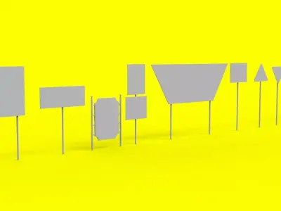 Sign boards Collection 1 Low-poly 3D model