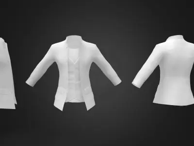 Mens Slim Fit Standing Collar Jacket With Top Low-poly 3D model