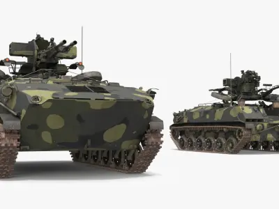  Amphibious Armored Vehicle with AA Weapon Camo Rigged 