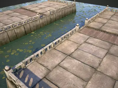 Modular Embankment Low-poly 3D model