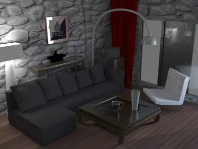 Living Room Low-poly 3D model