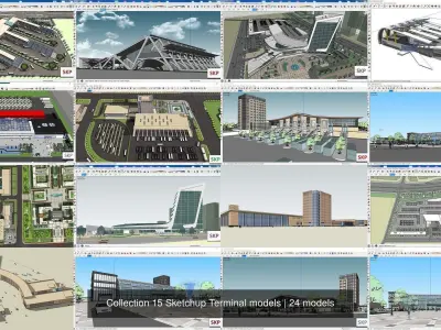 Collection 15 Sketchup Terminal models 3D Model Pack