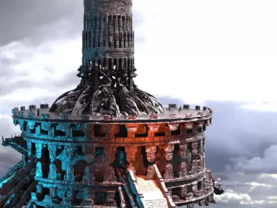 Medieval Dark Ages Monolith Dark Walls 2 3D model