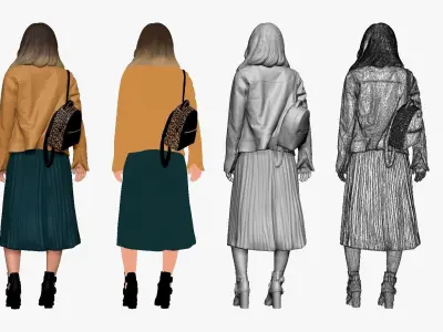 001209 woman in modern style ambre hairs 3D model