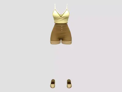 Casual Summer Outfit Short Pants Top Shoes Low-poly 3D model