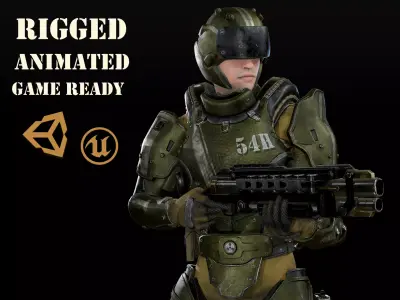 Stormtrooper man in space suit Low-poly 3D model