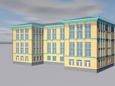 School building Low-poly 3D model order