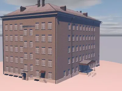 Apartment building Low-poly 3D model 7