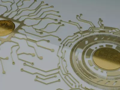 Bitcoin with modern 3D circuits 3D model