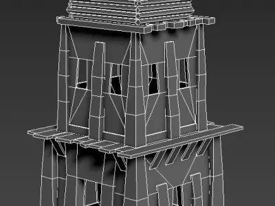 Watchtower Wooden Tower game ready Low-poly 3D model
