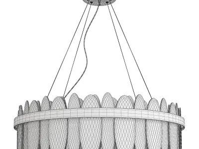 PIERRE chandelier with glass and gold metal Low-poly 3D model