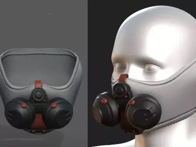 Gas mask respirator scifi futuristic  Low-poly 3D model