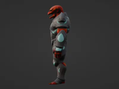 Armored Alien Warrior  Sci-Fi 3D Character Low-poly 3D model
